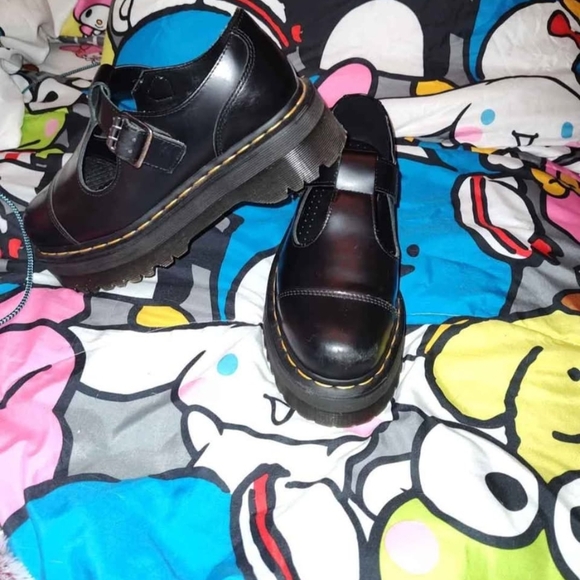 Dr. Martens Bethan Polished Smooth Leather Platform Shoes - Picture 2 of 5